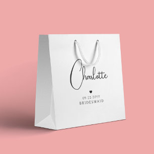 Bridesmaid Wedding Simple Modern Script Name Groot Cadeauzakje