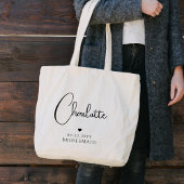Bridesmaid Wedding Simple Modern Script Name Grote Tote Bag