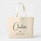 Bridesmaid Wedding Simple Modern Script Name Grote Tote Bag (Voorkant)