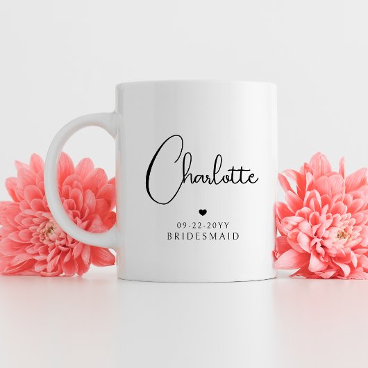 Bridesmaid Wedding Simple Modern Script Name Koffiemok