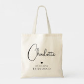 Bridesmaid Wedding Simple Modern Script Name Tote Bag (Achterkant)