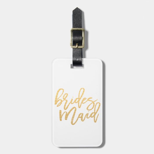 Bridesmaid white en Gold Travel Bagagelabel (Voorkant verticaal)