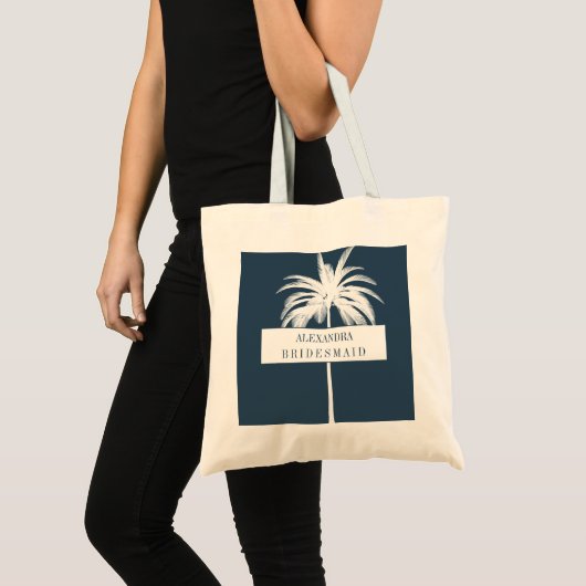 Bridesmaid White Palm Tree Elegant Moderne Chic Tote Bag (Voorkant (product))