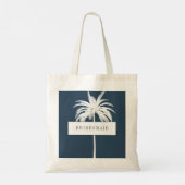 Bridesmaid White Palm Tree Elegant Moderne Chic Tote Bag (Achterkant)