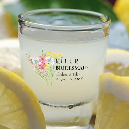Bridesmaid Wildflower Meadow Weddenschap Aangepast Shot Glas