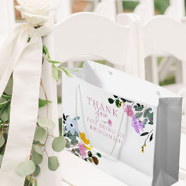 Bridesmaid Wildflower Wit Dank u grote Groot Cadeauzakje