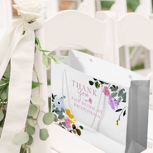 Bridesmaid Wildflower Wit Dank u grote Groot Cadeauzakje