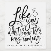 Bridesmaid Wine Fles Label Black Calligrafie Wijn Etiket (Enkel label)