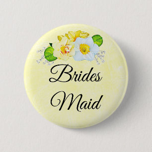 Bridesmaid Yellow Floral Ronde Button 5,7 Cm