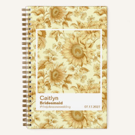 Bridesmaid Yellow Sunflowers Floral Pattern Notitieboek