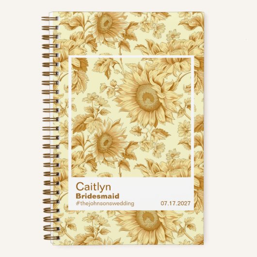 Bridesmaid Yellow Sunflowers Floral Pattern Notitieboek (Voorkant)