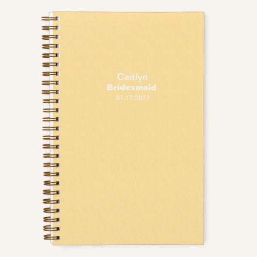 Bridesmaid Yellow Typographic Notebook Notitieboek (Voorkant)