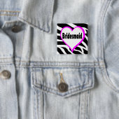 Bridesmaid Zebra Stripes Vierkante Button 5,1 Cm (In situ)