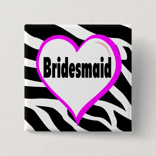 Bridesmaid Zebra Stripes Vierkante Button 5,1 Cm (Voorkant)