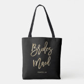 Bridesmaid | Zwarte en goudbridale partij Tote Bag (Achterkant)