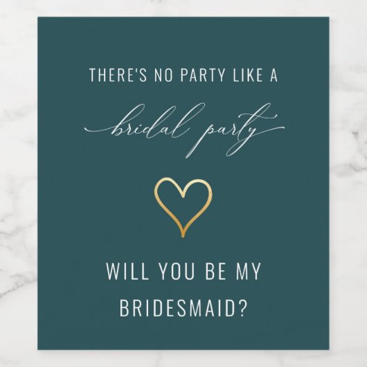 Bridesmaïdaal voorstel Wijnlabel Wijn Etiket (Enkel label)