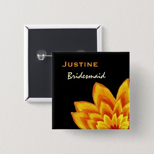 Bridesmaïde Button Warm Oranje Flower Wedding (Voorkant /achterkant)