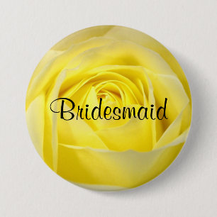 Bridesmaïde, Gele Rose Ronde Button 7,6 Cm