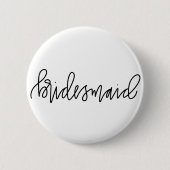 Bridesmaïde kalligrafie 2¼-inch ronde Button (Voorkant)