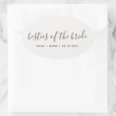 Bridesmaïde kalligrafie Besties van de Bride  Ovale Sticker (Tas)