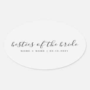 Bridesmaïde kalligrafie Besties van de Bride  Ovale Sticker