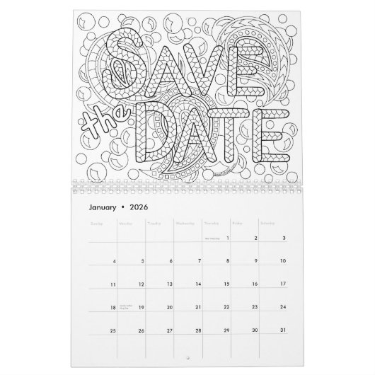 Bridesmaïde kleur van de bruiloft op persoonlijke  kalender (Jan 2026)