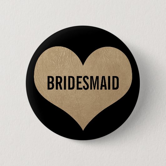 Bridesmaïde leder Textuur Gold Heart Ronde Button 5,7 Cm (Voorkant)