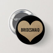 Bridesmaïde leder Textuur Gold Heart Ronde Button 5,7 Cm (Voorkant /achterkant)