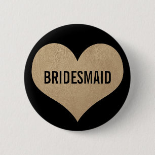 Bridesmaïde leder Textuur Gold Heart Ronde Button 5,7 Cm