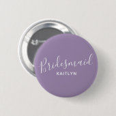 Bridesmaïde paars met witte tekst trouwknop ronde button 5,7 cm (Voorkant /achterkant)