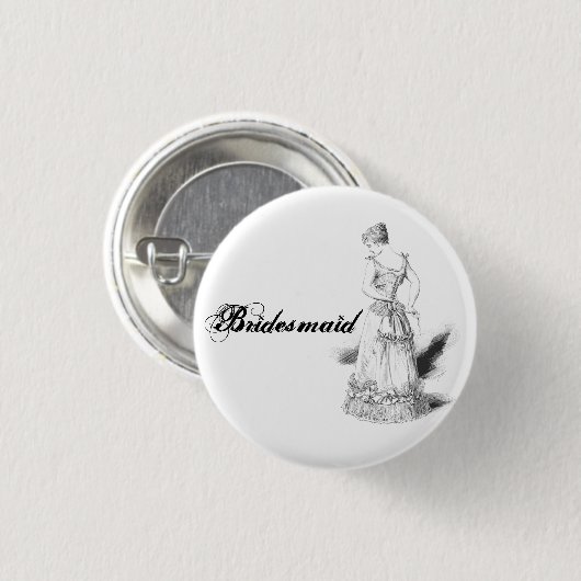 Bridesmaïde pin ronde button 3,2 cm (Voorkant /achterkant)