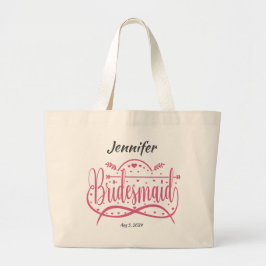 Bridesmaïde roze harten gepersonaliseerde bridale  grote tote bag