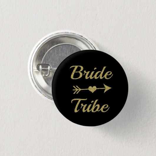 Bridesmaïde vrouwen goudglitter ronde button 3,2 cm (Voorkant /achterkant)
