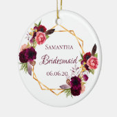 Bridesmaïde waterkleurige bloemen, wit keramisch ornament (Links)