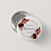 Bridesmaïde waterkleurige bloemen, wit ronde button 3,2 cm (Voorkant /achterkant)
