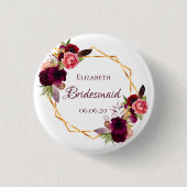 Bridesmaïde waterkleurige bloemen, wit ronde button 3,2 cm (Voorkant)