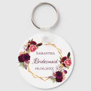 Bridesmaïde waterkleurige bloemen, wit sleutelhanger