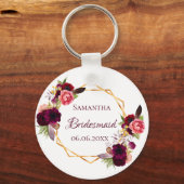 Bridesmaïde waterkleurige bloemen, wit sleutelhanger (Voorkant)
