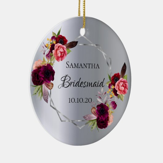 Bridesmaïde zilverbloemalen bruidegant keramisch ornament (Rechts)