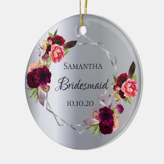 Bridesmaïde zilverbloemalen bruidegant keramisch ornament (Links)