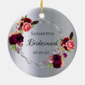Bridesmaïde zilverbloemalen bruidegant keramisch ornament (Achterkant)