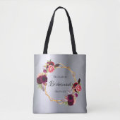 Bridesmaïde zilverbloemigen Bourgogne Tote Bag (Voorkant)