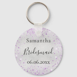 Bridesmaïde zilverviolet spargel elegante naam sleutelhanger