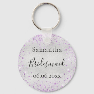 Bridesmaïde zilverviolet spargel elegante naam sleutelhanger