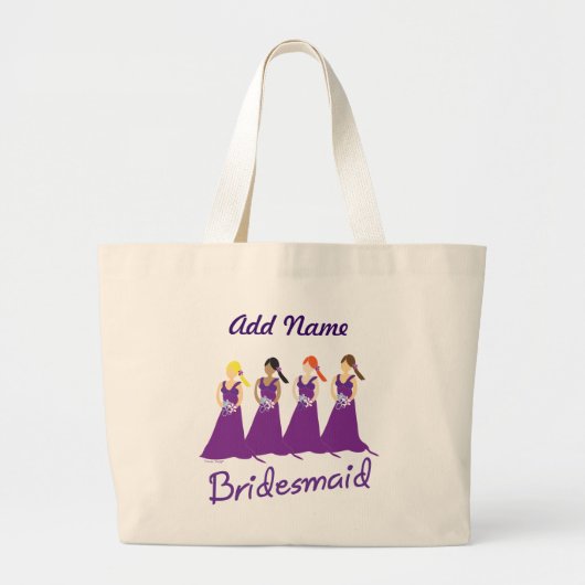 Bridesmaïden in Paars Grote Tote Bag (Voorkant)