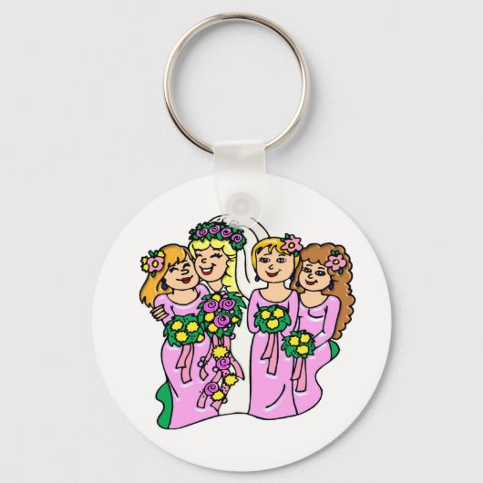Bridesmaïden in roze sleutelhanger (Voorkant)