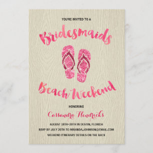 Bridesmaids Beach Weekend met Pink Faux Glitter Kaart