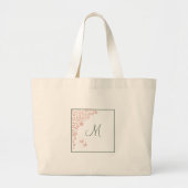 Bridesmaid's Blush Floral Sage Green Monogram Grote Tote Bag (Voorkant)