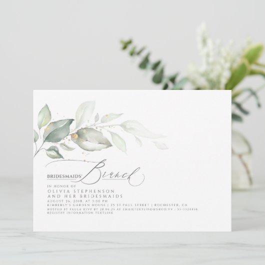 Bridesmaids Brunch Dreamweaver Greenery Vrijgezell Kaart (Staand voorkant)