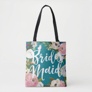 Bridesmaids Floral Wedding Party Tote Bag